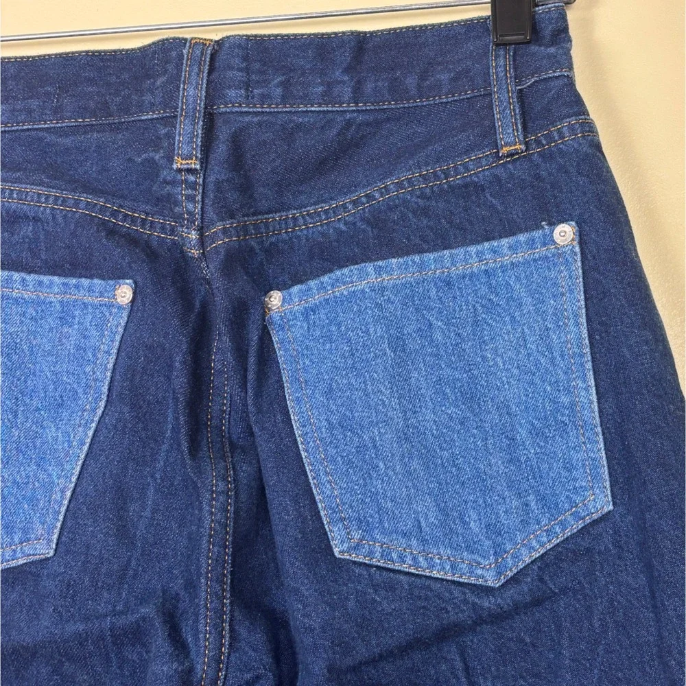 FRAME Le Jane Contrast Patchwork Jeans Indigo Women Size 26 Denim High Rise - Picture 14 of 16